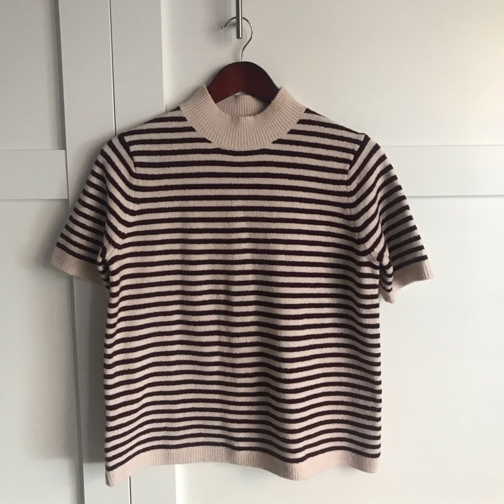 NWT The Loft Stripe Mock Neck Short-sleeve Sweater